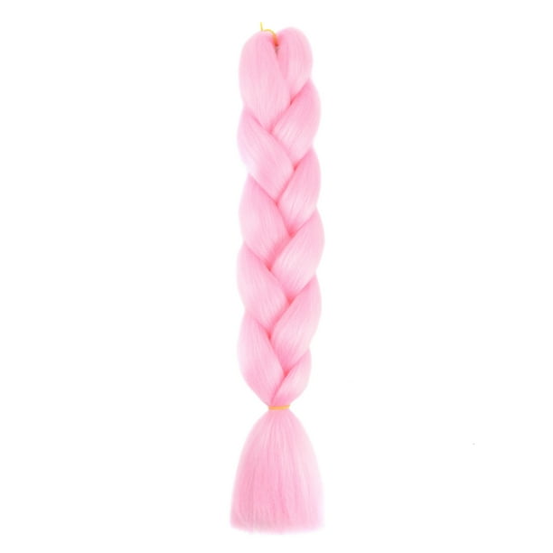 XmhyTop-A Extensiones de cabello trenzado ombré de 60 cm, 3 piezas de cabello trenzado sintético de color sólido para peinados diarios y de fiesta, rosa claro
