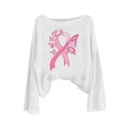 thumbnail image 3 of Craaazy Women's Fashion Breast Cancer Awareness Prints Shirts Round Neck Long Sleeve Pullover Knitted Tops Gifts, 3 of 4