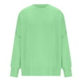 thumbnail image 2 of Duoif Sweaters for Women Trendy Women's Solid Color Fashion Casual Loose Knitted Split Round Neck Pullover Sweater Women's Sweaters Womens Tops Green M, 2 of 7