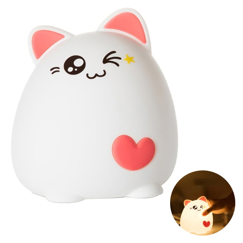 Hi、FANCY Cartoon Cat Silicone Night Light Soft Cute USB Charging Pat Light Touch Control Switch Light LED Atmosphere Table Lamp with Multiple Lights for Bedroom Hi、FANCY Cartoon Cat Silicone Night Light Soft Cute USB Charging Pat Light Touch Control Switch Light LED Atmosphere Table Lamp with Multiple Lights for Bedroom