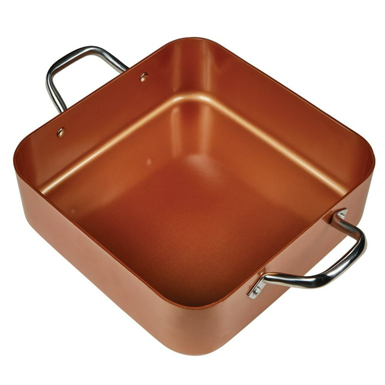 Clearance promotion Nonstick Copper Deep Square All in One 6 Qt Casserole  Chef's Pan & Stock Pot- 4 Piece Set, Includes Frying - AliExpress