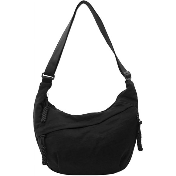 shiyou-Crescent Bag for Women Men Nylon Crossbody Bags Multi-Pocket Sling Bag Roomy Hobo Bags Moon Bag Slouchy Dumpling Bag