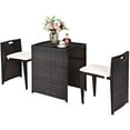 thumbnail image 2 of Costway 3PCS Outdoor Patio Rattan Furniture Set Space Saving Garden Deck W/Cushion No Assembly, 2 of 11