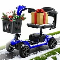 iScooter 4 Wheel Mobility Scooter for Seniors, Wider Seats & Foldale Electric Wheelchair Device for Travel, Upgraded for Superior Performance, Blue