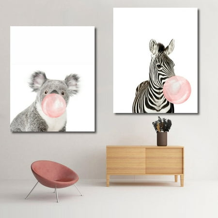 Funny Koala Bear Zebra Canvas Art Oil Printed Paintings Baby Room
