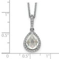 thumbnail image 3 of Auriga Fine Jewelry 925 Sterling Silver Rh-plated Checkerboard-cut and Brilliant-cut CZ Halo Teardrop Necklace for Women 18", 3 of 6