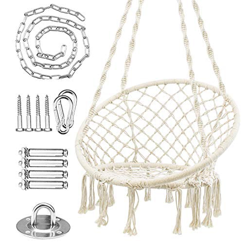 Hanging Macrame Chair Cotton Canva Wbhome Hammock Chair Swing With Hardware Kit 