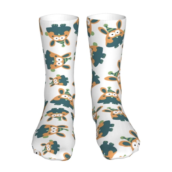 Salouo Cute Bunny Pattern Fun Novelty Crew Socks,Casual Athletic Socks Neutral Socks