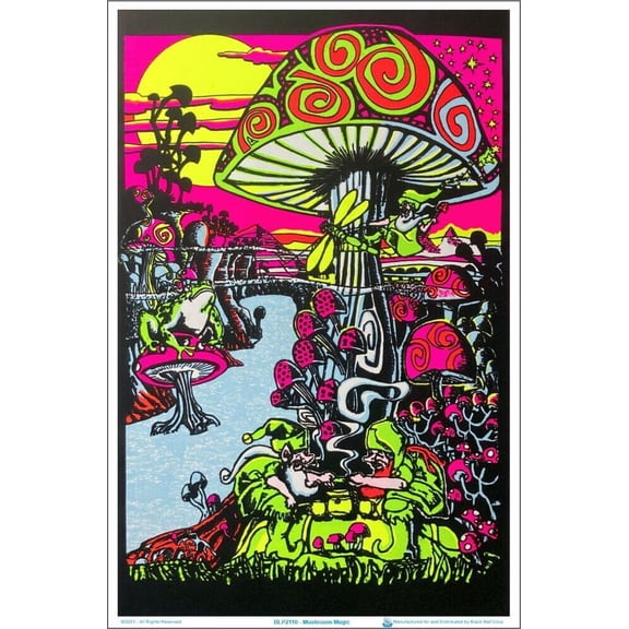 Mushroom Magic Blacklight Poster 23.5" x 35.5" - Laminated