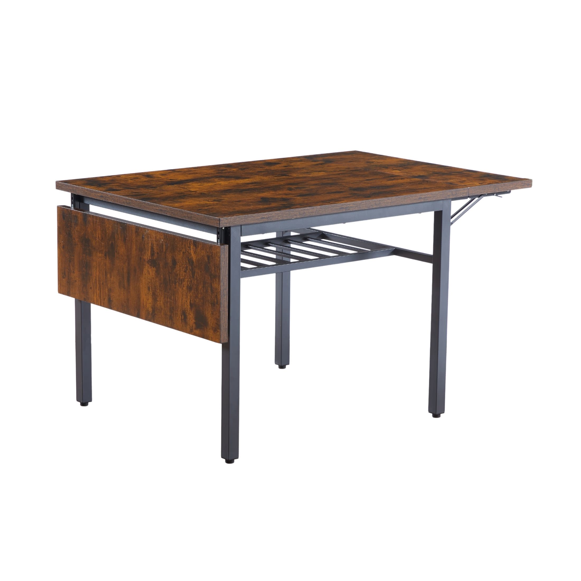 Noble House Folding Dining Table with Thick Top, Drop Leaf Extendable Design for Small Spaces, Rustic Brown