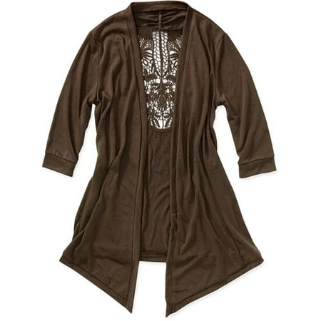 No Boundaries - Juniors Crochet-Back Cardigan