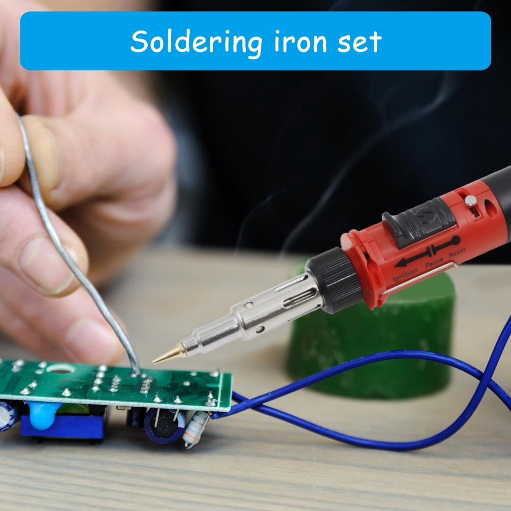 Soldering Iron Set,12 in 1 Cordless Butanes Gas Soldering Iron Temperature Adjustable Welding Torches Tool