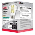 thumbnail image 4 of Satco 12.5 Watt LED A19 Medium Base 4000K Cool White Clear Finish 120 Volt, 4 of 10