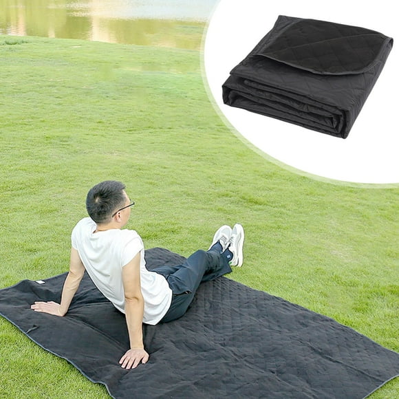 EGNMCR Throw Blanket, Throw Blanket for Couch Outdoor Supplies Polyester Camping Blanket Waterproof Thickened Portable Picnic Mat Moistureproof Machine Washable Black Camping Blanket