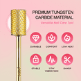 thumbnail image 4 of PANA USA Professional 3/32" Big Pink & White Nail Drill Carbide Bit - For Manicure, Pedicure, Acrylic Nail Art Drill Electric Dremel Machine - Gold, Medium Grit, 4 of 7