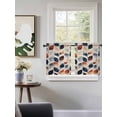 thumbnail image 3 of Navy Blue Burnt Orange Botanical Tier Curtains 36 Inch Length,Sheer Curtains for Bedroom Living Room Window Vintage Leaves Rod Pocket Drapes Kitchen Curtains Small Half Window 27.5"x36" 2 Panels, 3 of 6
