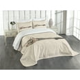 thumbnail image 3 of Ambesonne Animal Quilted Bedspread Set 3 Pcs, Lazt Sleepy Cat, King Size, Grey Beige, 3 of 5