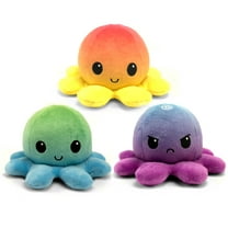 TeeTurtle Reversible Plush Octopus Mood Toy - Soft Stuffed Animal