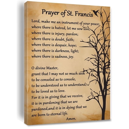 Prayer of St. Francis Quote Saint Francis Peace Prayer Poster Canvas Wall Art Painting Home Bedroom Living Room Decor Christian Prayer Gifts poster