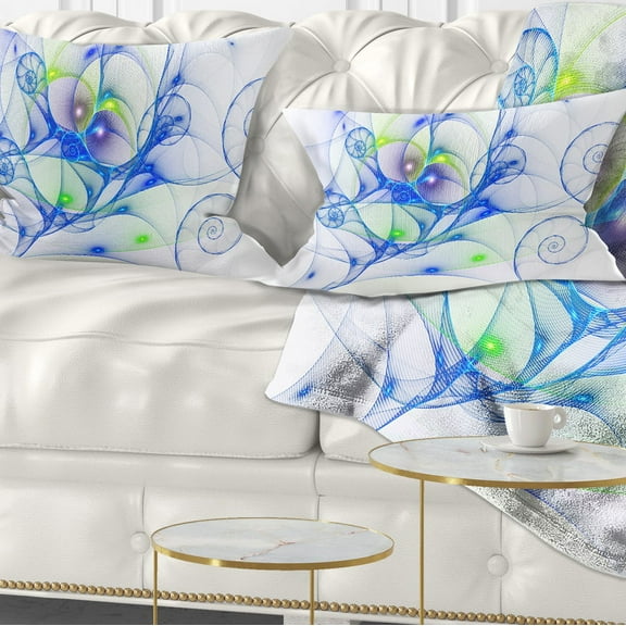 Designart Blue Colored Curly Spiral - Abstract Throw Pillow - 12x20
