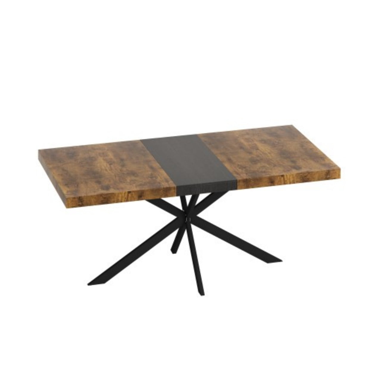 55.11"-70.86" Extendable Dining Table for 4-6, Retro Rectangular Kitchen Table with Storage Box, Antique Wood Top, Farmhouse Dining Table for Dining Room & Living Room, Black Brown