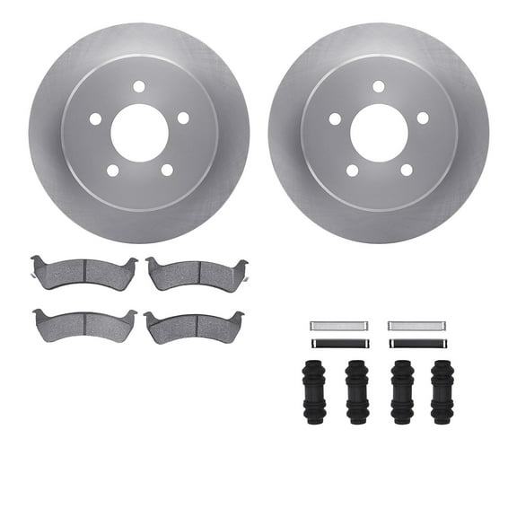 Dynamic Friction Company Rear Brake Rotors with Heavy Duty Brake Pads includes Hardware 6212-99375
