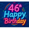 thumbnail image 3 of Neon Style 46th Birthday Banner Background Party Decoration Backdrop Photography Props for Birthday Party Celebrations Happy Birthday Decor for Photo Booth Setups, 3 of 7