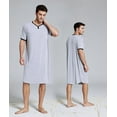 Men Sleep Robes Short Sleeve Solid Pajamas Pockets Cozy Cotton Vintage