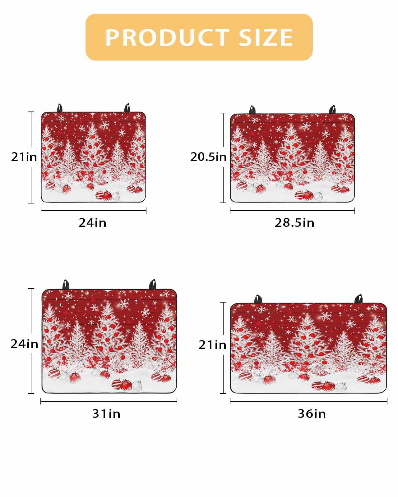 Large Induction Cooktop Protector Mat Red Christmas Stove Top Covers for Electric Stove, Snowflake Xmas Tree Ball Wooden Winter Decorative Stove Burner Cover Mats, Glass Top Stove Cover