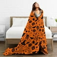 thumbnail image 4 of Halloween Flannel Throw Blanket Cozy 50x60 Inch Festive Blanket Orange Ghost Bat & Pumpkin Pattern, for Couch, Bed, 4 of 4