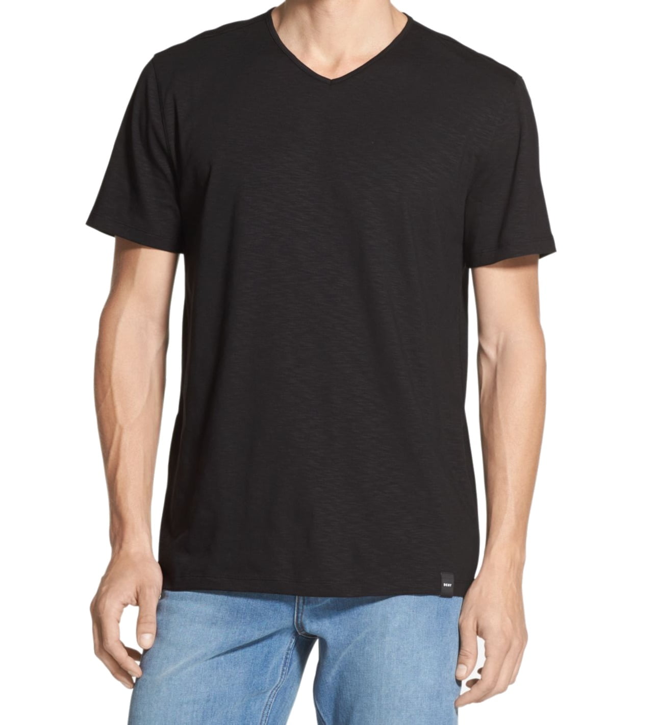 DKNY Mens TShirt Large Stretch V Neck ShortSleeve L