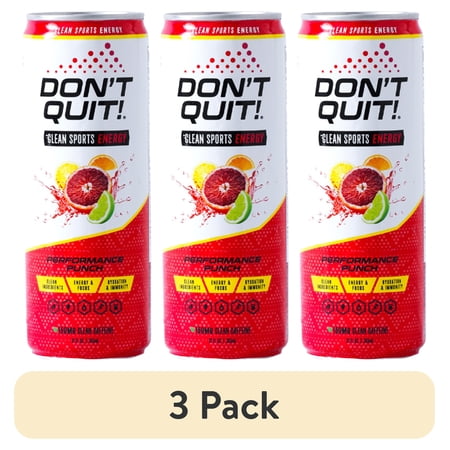 (3 pack) Don't Quit Clean Energy Plus Hydration Performance Punch 12oz