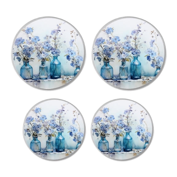 Metal Stove Burner Covers 4 Pcs Metal Round Stove Burner Covers 8Inch And 10Inch ,Art watercolor White Flower art, for Home Decor Cooktop Decorative