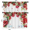 thumbnail image 2 of Christmas Poinsettia Curtain Valances 3 Piece Set Upper Curtain 52'''' Lx18'''' W & Lower Curtain 36'''' L X 26'''' W X2 Kitchen Windows Decor Red, 2 of 7