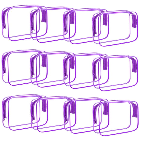Bolsa de cosméticos YOQIVEXU de PVC transparente impermeable para viajes, paquete de 12