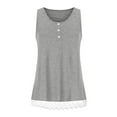 thumbnail image 3 of Summer Savings Clearance 2024! TAGOLD Womens Summer Tops,Women's Summer Sleeveless Solid Lace Patchwork Button Round Neck Tank Top Gray 6, 3 of 8