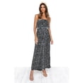 thumbnail image 3 of Women's Casual Off Shoulder Jumpsuit Printed Strapless Belted Elastic Waist Wide Leg Romper with Pockets, Black, Medium, 3 of 5