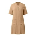 thumbnail image 6 of Women's Casual V Neck Dress With Pockets And Buttons Comfortable Everyday Spring Summer Dress Flowy Relaxed Fit Pure Color, 6 of 6