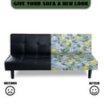 thumbnail image 5 of ZIATUBLES Armless Futon Couch Cover with Elastic Bottom, Stretch Sofa Slipcover Full Queen Size Furniture Protector Machine Washable Sofa Bed Cover, Lemon Flower Print, 5 of 9