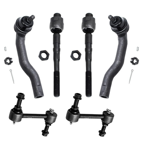 Detroit Axle - 6pc Front Suspension Kit for 2007-2014 Ford Edge, 2007-2015 Lincoln MKX, 4 Inner & Outer Tie Rods, 2 Sway Bars Replacement