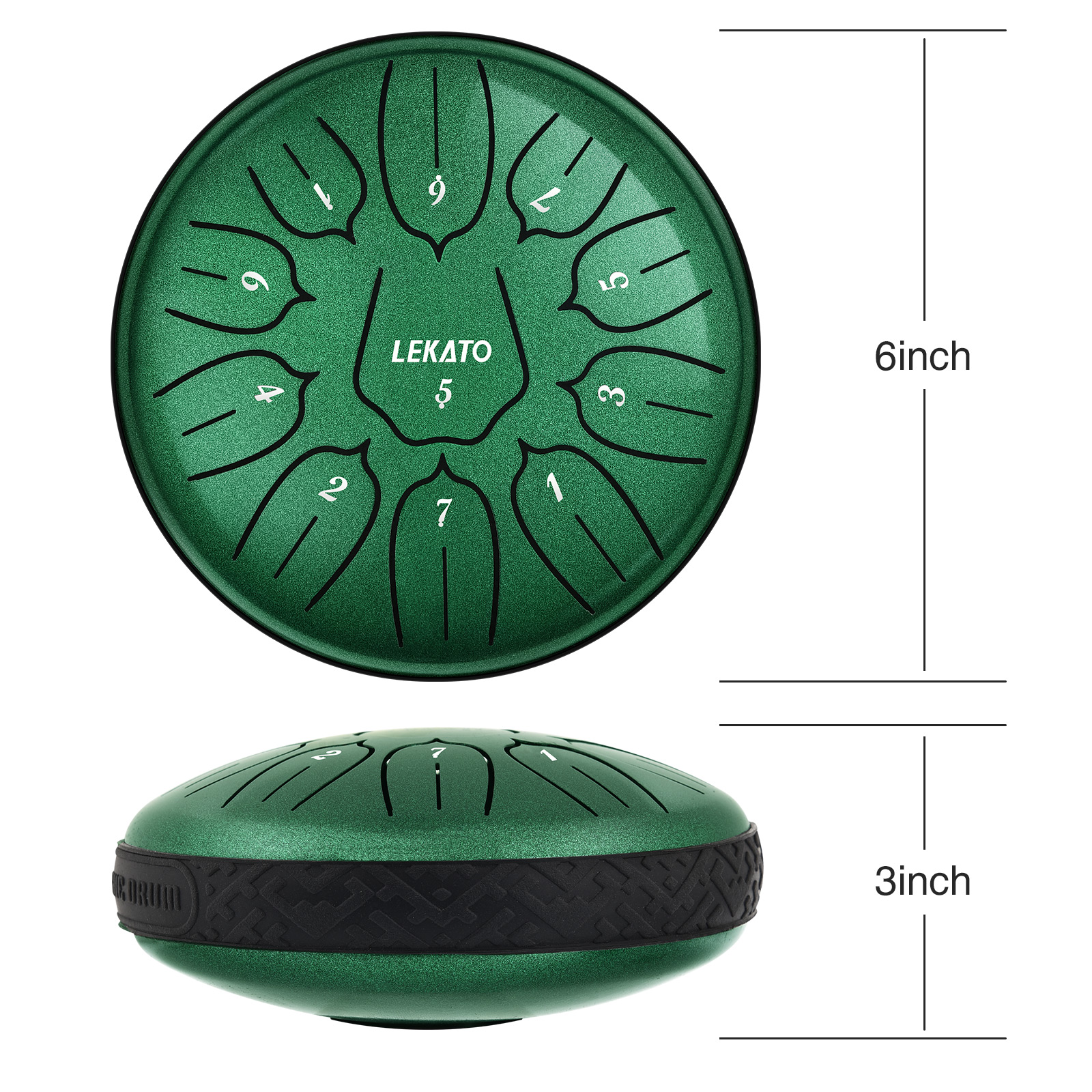 LEKATO  Steel Tongue Drum 6 Inch 11 Notes D Major Beginner Handpan Drum Percussion for Meditation Yoga Musical Education Christmas New Year's Gift for Families/Friends/Lovers