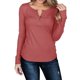 thumbnail image 1 of Jersey para mujer, camisa de manga larga, Color puro, informal, botón delgado, tejido acanalado frontal, túnica de otoño para otoño, primavera, rojo ladrillo M, 1 of 6