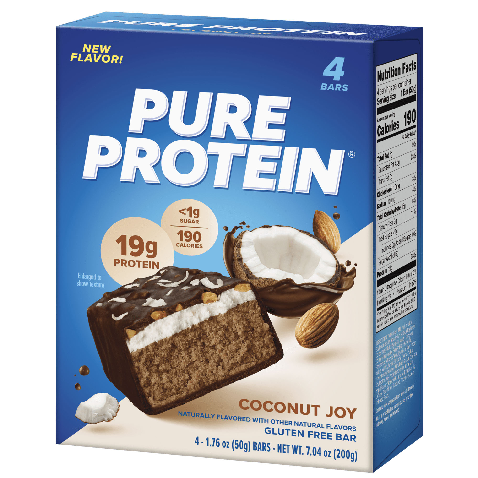 Pure Protein Bars, Coconut Joy, Gluten Free, 19g Protein, 1.76 oz, 4 Count
