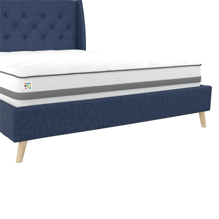Novogratz Her Majesty Tufted Upholstered Bed Frame Queen Blue