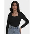 thumbnail image 5 of Casual Women's Long Sleeve Shirts Knit Fitted Stretch Scoopneck Basic Solid Tunic Tops, 5 of 6