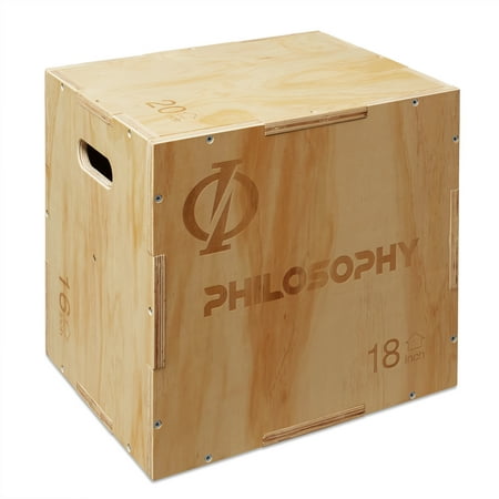 Philosophy Gym 3 in 1 Wood Plyometric Box - 20" x 18" x 16" Jumping Plyo Box for Training and Conditioning