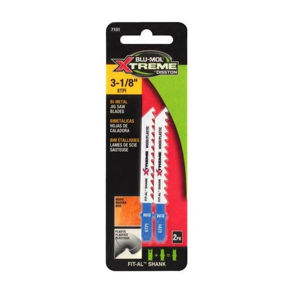 Blu-Mol Xtreme 2033757 3.125 in. 6 TPI Bi-Metal Universal Jig Saw Blade - Pack of 2
