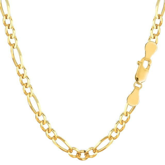 Collier Chaîne Figaro en Or Massif Jaune 10k, 4,0mm, 18 Pouces