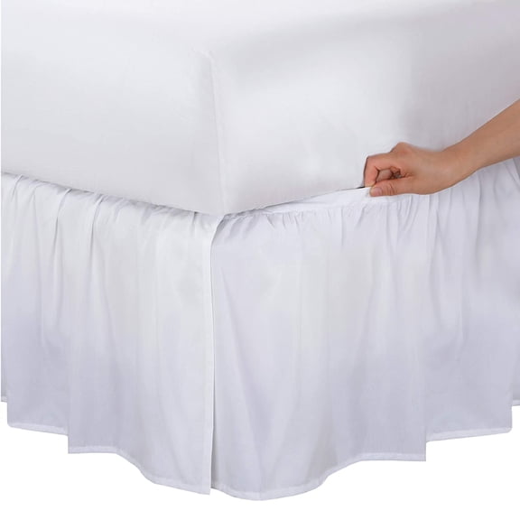 Bed Maker’s Never Lift Your Mattress Microfiber Wrap-Around Bed Skirt, Gathered Ruffled Style, Classic 14 Inch Drop Length, Twin, White