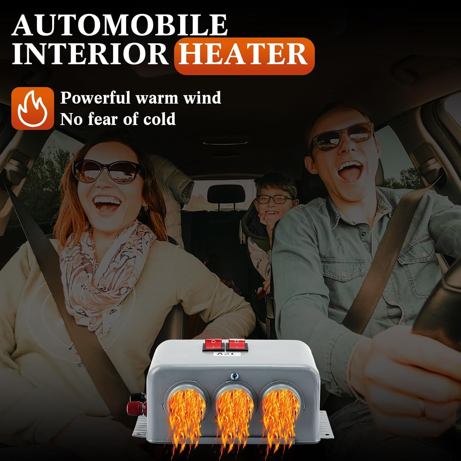 Car Heater Auto Interior Heater Fan,12V 600W‑800W Dual Gear Car Demister Winter Fast Heating Warmer Frost Removing Low Noise Car Windshield Defroster and Defogger for RV Vehicle Trucks Boat(80-100℃)